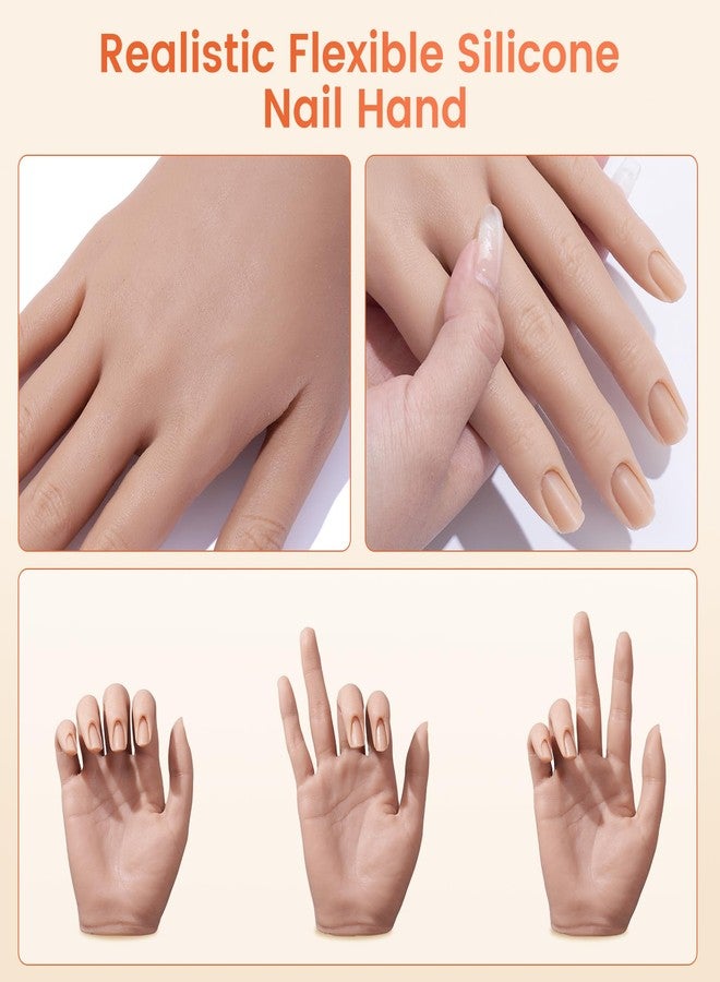 Wilfniee Practice Hand for Acrylic Nails: Silicone Nail Hand Practice with Gold Rings - Flexible Fake Hand Mannequin Nail Hand Kit for Beginners - Image 5